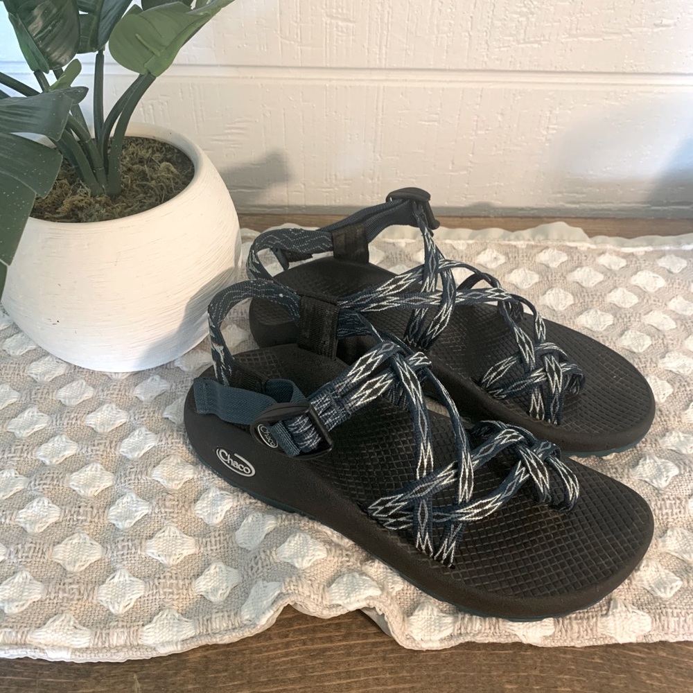 CHACO ZX/2 Teal and Black Sandals, 8W